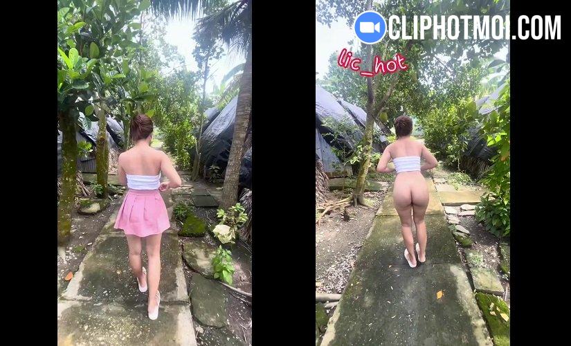 Đang đi chơi thì em cởi đồ show ở vườn 1 Dang di choi thi em coi do show o vuon